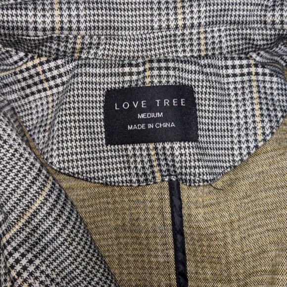 Love Tree Vest M Women's Gray Plaid Sleeveless D Ring Belt Tie Collared Preppy - Picture 7 of 8